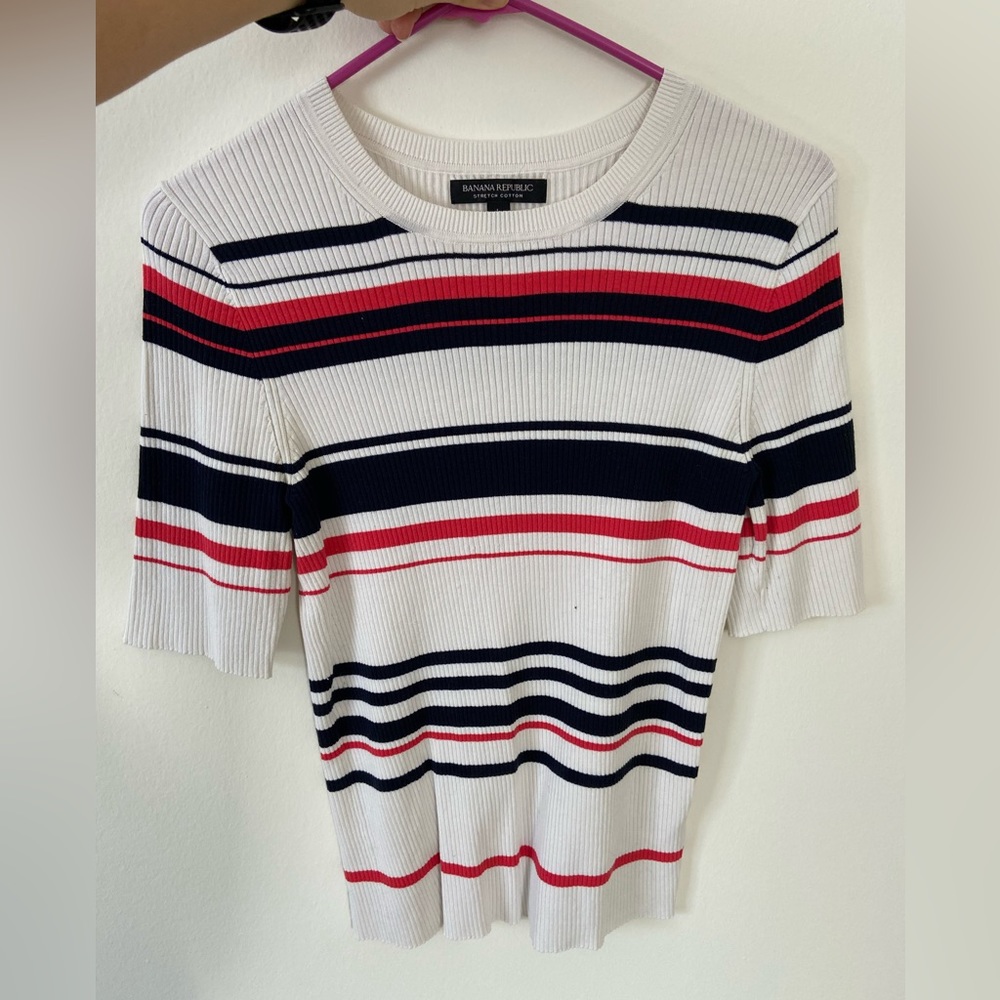 Striped Fitted Sweater Banana Republic